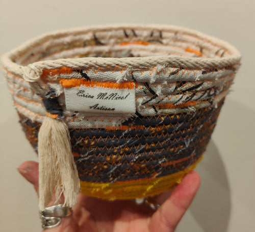 Rope and Fabric Basket - Yellow base - Erica McNicol