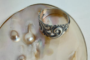 Vintage Norwegian Spoon Ring - Nordic Swirl - Silver Rose Jewellery