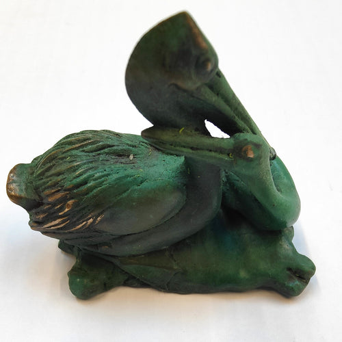 Bronze Sculpture - Pelican with chick and 3 fish - 7/50 by Silvio Apponyi