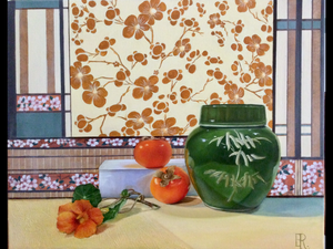 Still Life with Persimmons- oil and acrylic - Evelynne Richardson