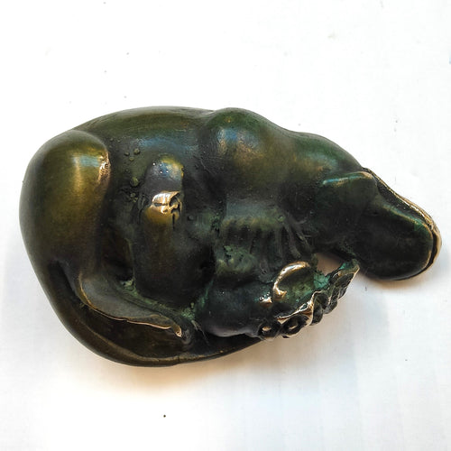 Platypus with 2 Young - bronze miniature by Silvio Apponyi