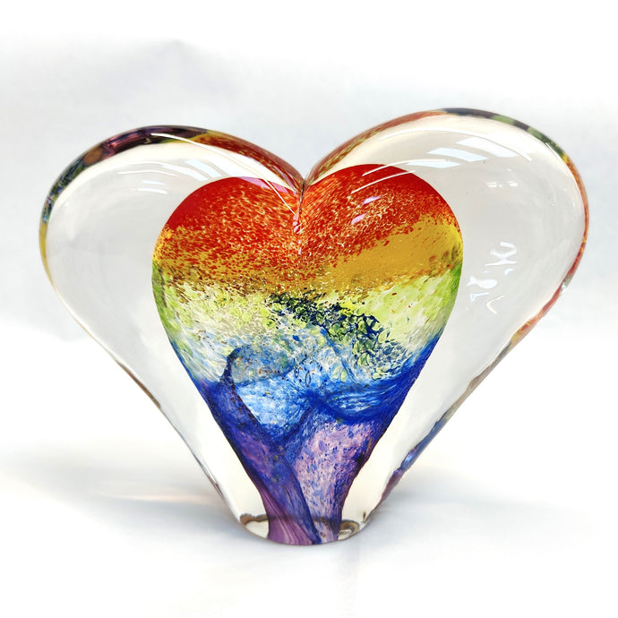 Large Glass Heart -Rainbow - Tim Shaw Glass Artist