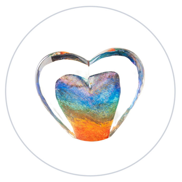 Glass Heart -Rainbow - Tim Shaw Glass Artist