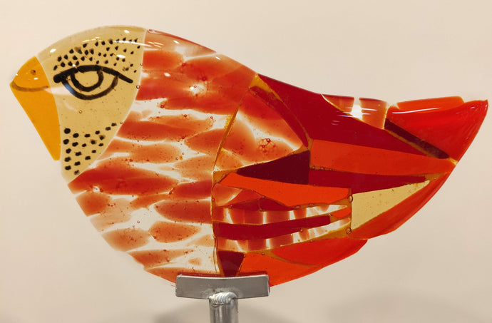 Fused Glass Bird - Large Red - Lynn Elzinga-Henry
