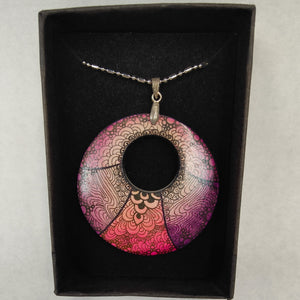 Hand drawn round pendant with hole #2- Helen Kuster