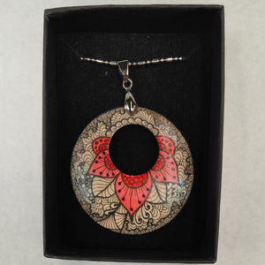 Hand drawn round pendant with hole #3- Helen Kuster