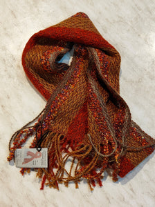 Autumn Tones Hand Woven and hand Spun Mohair and Wool Scarf