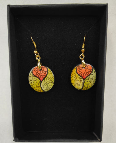 Hand drawn small round earring drops #6 - Helen Kuster