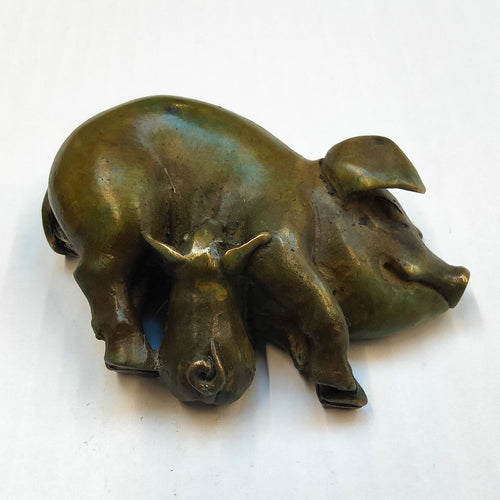 Sow and Piglet- bronze miniature by Silvio Apponyi