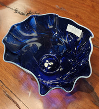 Load image into Gallery viewer, Wave Bowl - Deep Blue - Tim Shaw Glass Artist