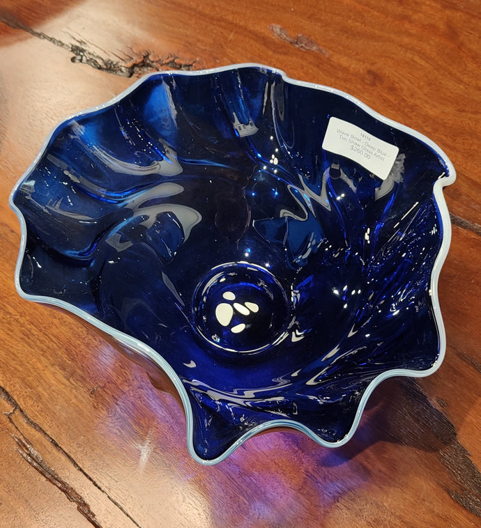 Wave Bowl - Deep Blue - Tim Shaw Glass Artist