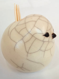 Ceramic Bird toothpick holder - White crazed - Marjorie Molyneux
