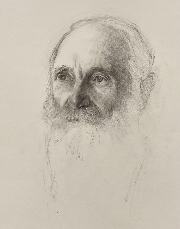 The wise one - charcoal on paper - Trevor Newman
