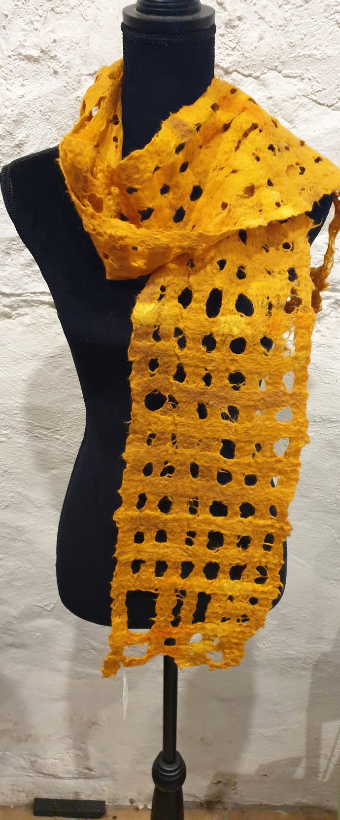 Hand Felted Yellow Wool Mesh Scarf - Ania Herburt-Fashion and Accessories-Atelier Crafers 