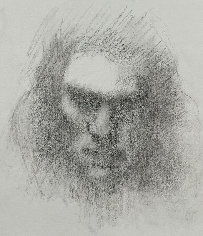 Young man - charcoal on paper - Trevor Newman